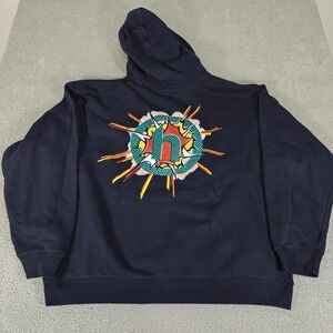 Hidden NY‎ Lichten Hoodie Mens 2XL Navy Blue Pop Art Graphic Pullover Sweatshirt